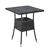 Juskys Polyrattan Gartentisch Yoro wetterfest - Balkontisch 60x60 cm eckig - Rattan...