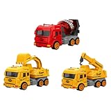 UPKOCH 3Stücke Engineering Fahrzeugspielzeug Set Simulierte Lkws Bagger Kran Mischer für...