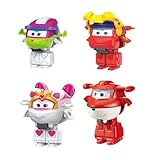 Super Wings Transformers-Figuren 4er-Pack – 5 cm Jett & Curie & Runi & Sara(Roboter zu...