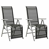 2 Stück silberfarbene Klappsessel – strapazierfähige Textilene & Aluminium...