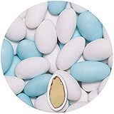 EinsSein® 1 Kg Hochzeitsmandeln Gracile MIX weiss & himmelblau MATT ca 64 Gastgeschenke...