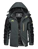 KEFITEVD Übergangsjacke Herren Warm Winter Herrenjacke mit Kapuze Fleecejacke...