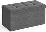SONGMICS Sitzhocker mit Stauraum, klappbare Sitzbank, 38 x 76 x 38 cm Fußbank,...