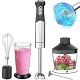 Stabmixer Elektrische Set 1200W, Pürierstab Edelstahl 5 in 1 Einfaches Klick...