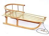 Holzschlitten Lenkschlitten für Kinder Holzschlitten Schlitten mit Lehne und...