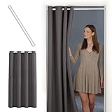 tinycurtains, Türvorhang mit Teleskopstange, einfache Montage in nur 1 Minute ohne Bohren...