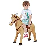 HOMCOM Plüsch Reitpferd für Kinder, Stehpferd mit Sound, Spielpferd für...