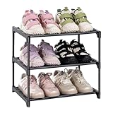 Keoudier Schuhregal mit 3 Ebenen, Schuhregal Platzsparend Schmal Schuhregale...