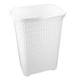 HRB Wäschekorb mit Deckel Rattan 65 Liter, Wäscheaufbewahrung aus Kunststoff,...