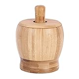 WLTYSM Küchenmörser Mörser- und Stößel-Set aus Holz mit Deckel, Löffel, Mühle,...