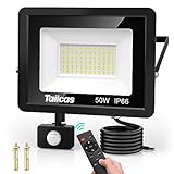 50W LED Strahler mit Bewegungsmelder Außen, Superhell 4500LM Außenstrahler, IP66...