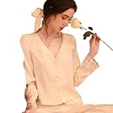 ZSHDTKWB Pyjama Damen Zweiteilige Pyjamas Set Frauen Satin Nachtwäsche Home Clothes...