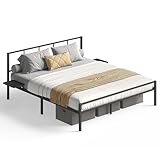 VASAGLE Doppelbettgestell, Bett, 160 x 200 cm, Metallbett, Bettrahmen, mit Kopfteil,...