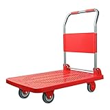Faltbarer Handwagen, Plattformwagen, mit 4 Rädern, rutschfest und Langlebig, Tragkraft...