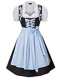 SCARLET DARKNESS Damen Trachtenkleid 3tlg Damen Knielang Dirndl Kleid für Oktoberfest...
