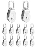 QWORK® 12 Stück M15 Umlenkrolle, 304 Edelstah Seilrollen für Drahtseile Seile...