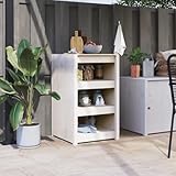 WEMYUFURN Outdoor-Küchenschrank Weiß Outdoor-Küchenschrank aus Massivholz mit viel...