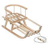 Green Blue GB159 Klassischer Holzschlitten Mit Abnehmbarer Rückenlehne, Dreifachsitz,...