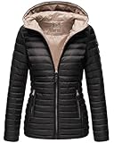MARIKOO Damen Steppjacke Übergangsjacke gesteppte Jacke mit Kapuze Frühjahr Stepp B857...