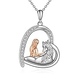 Pferd Halskette Mädchen Anhänger Pferd Kette 925 Sterling Silber Schmuck...