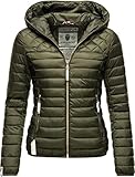 Navahoo Damen Übergangsjacke leichte Steppjacke mit Kapuze Ich Bin Hübsch Olive Gr. L