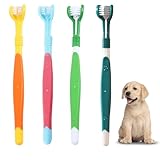 4 Stück Hundezahnbürste Zahnbürste Hund Dreifachkopf Hundezahnbürste Hunde...