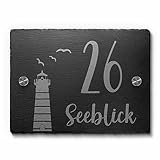 Schiefer Hausnummer & Straße Namen 20x15 cm Wunsch-Gravur Namensschild Schild
