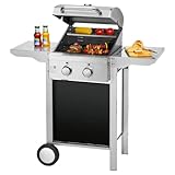 Profi Cook Gasgrill PC-GG 1128, 2 Brenner aus Edelstahl, kleiner Balkongrill,...