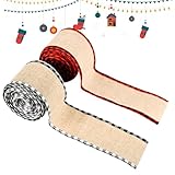 Breites Weihnachtsband – 2 Rollen karierte Drahtkante, Weihnachtsstoffbänder,...