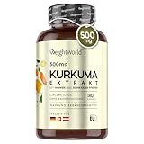 Kurkuma Extrakt Kapseln - 500mg Curcuma Extrakt - 180 Stück für 6 Monate -...