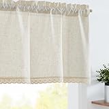 TOPICK Scheibengardinen modern Bistrogardinen Landhausstil Küchengardinen Leinenoptik...