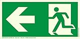 Hochwertiges Notausgangsschild Rettungsweg LINKS,Gr.: 300 x 150 mm, langnachleuchtende...