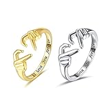 QKEPCY 2 STÜCK 925 Sterling Silber Umarmungsringe für Frauen Herz Ring I Love You...