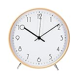 ALEENFOON 8.6 Zoll Holz Uhr Modern Leise Wanduhren Tischuhr für Wohnzimmer Küche Ohne...
