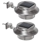 2-er Set Edelstahl Solar Dachrinnen-Leuchte inkl. Befestigungsmaterial | warm-weiss |...