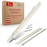 LouMaxx Rollschubführungen 350 mm | 2er Set (1 Paar Schiene) Schubladenschienen weiß |...