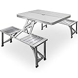 Deuba Campingtisch Alu Koffertisch 4 Stühle Sonnenschirmständer Klappbar Faltbar...