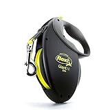 flexi® Giant S/M Gurt 8 m schwarz, neon-gelber Gurt, Roll-Leine für Hunde bis 25 kg