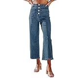 Jeans Damen Hoher Taille Bootcut Jeans Flared Jeans Schlagjeans 7/8 Länge...