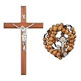 CRAFFANCY Kruzifix Kreuz Set, Holzkreuz Halskette Kruzifix Brustanhänger Kruzifix Wand...