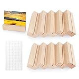 YSWOVUO 10 Stück Kartenhalter Holz, 10 x 3 x 2cm Tischkartenhalter mit Doppelseitigen...