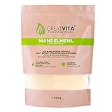 GreatVita Mandelmehl, 1000g | naturbelassen & blanchiert | feines Mehl aus gemahlenen...
