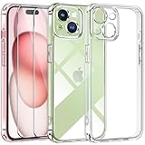ivoler 3 in 1 Hülle Kompatibel für iPhone 15 6.1 Zoll, 1 Handyhülle mit 2 Stück Panzer...