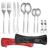 Eurtes Edelstahl Besteck Campingbesteck, Tragbare Outdoor Besteck Set Edelstahl...