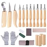 Holz-Schnitzwerkzeug Set, 20 STK Schnitzmesser Holz Schnitzen Set mit Schleifsteine für...