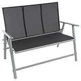 Nexos Trading Gartenbank Parkbank Rahmen Alu Bespannung Textilene 119x96x66 cm 2-Sitzer...