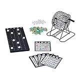 Relaxdays Bingo Spiel, mit Lostrommel, 75 Kugeln, 18 Karten, 150 Chips,...