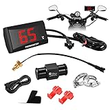 Motorrad-Digital Thermometer und 18-mm-/22-mm-Adapter, Motorrad-Wassertemperatur...