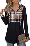 Siddhe Pullover Damen Hoodie 1/4 Zip Farbblock Sweatshirt Kapuzenpullover Tunika...