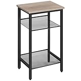 HOOBRO Beistelltisch, Telefontisch mit 2 verstellbaren Gitterablagen 38 x 28 x...